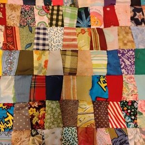 Vintage Handmade Scrappy Patchwork Quilt TOP – Fully Hand-Pieced